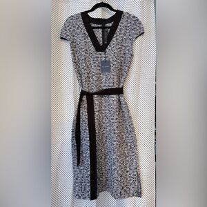 NWT!! Karen Millen Black and White Tweed Sheath Midi Dress size 8